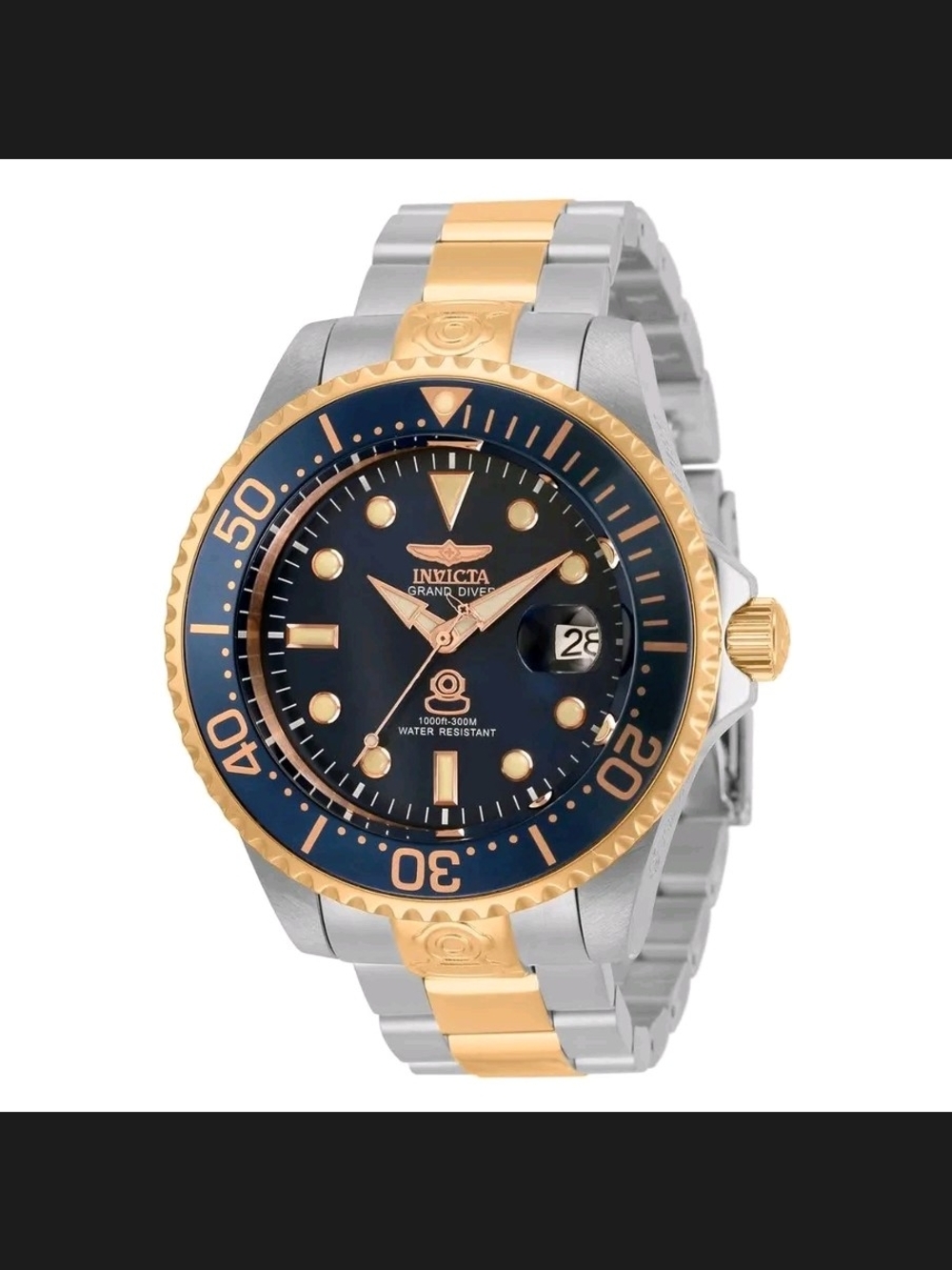 Invicta Two-Tone Gold and Blue Grand Diver Watch 47mm
